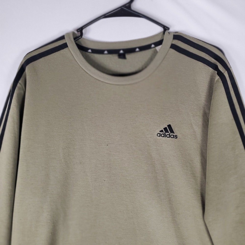 Adidas Primegreen Crewneck Sweatshirt Olive Green 3-Stripe H44049 Mens Medium